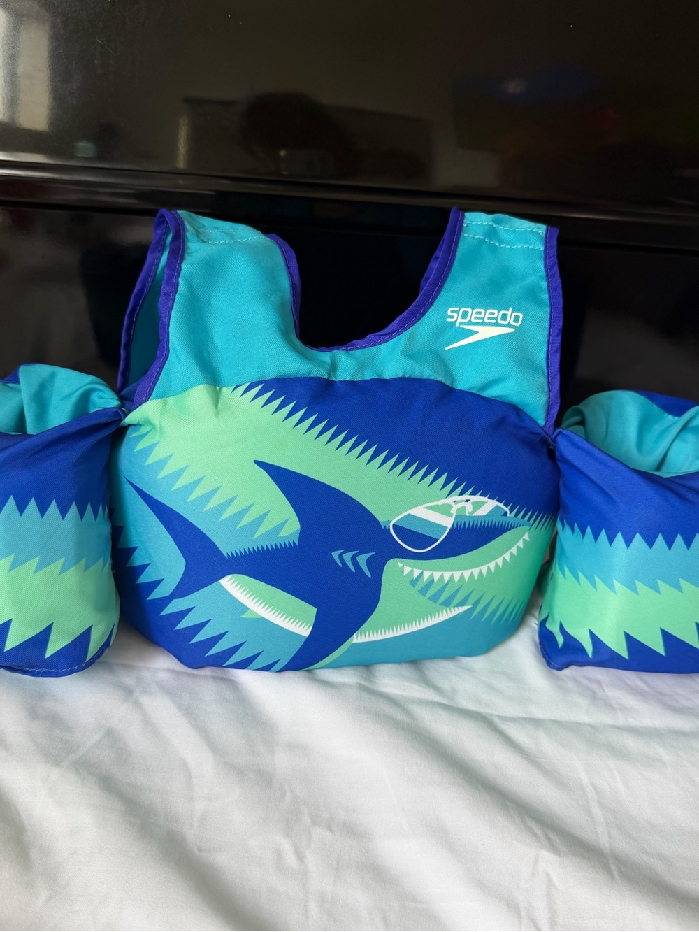Speedo Kids Swim Vest - Teal & Royal Blue Shark Print